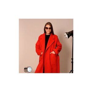 DKNY women wool/angora coat one-breasted red oversize size M